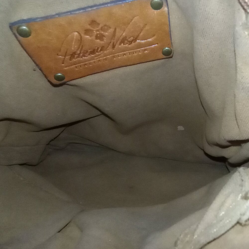 Patricia Nash Venezia Crossbody Bag Old World Print Slim Leather Suede Lining - Picture 13 of 15